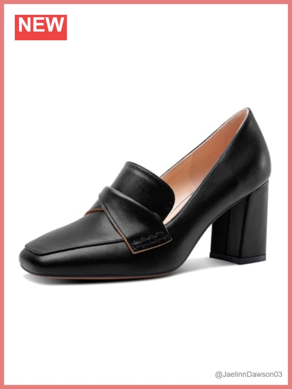 Women's Chunky Block Heel Square Toe Pumps Office Slip-on Loafers Shoes